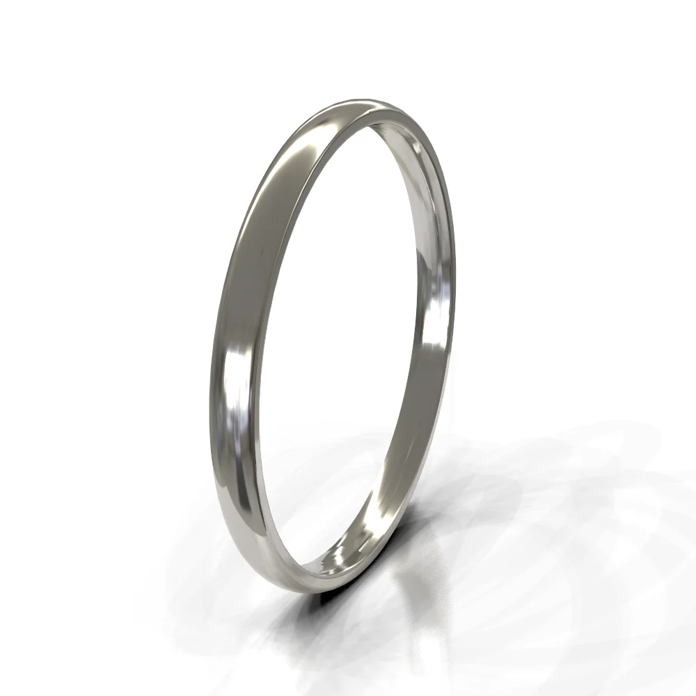 9ct White Gold 2.0mm Plain Band